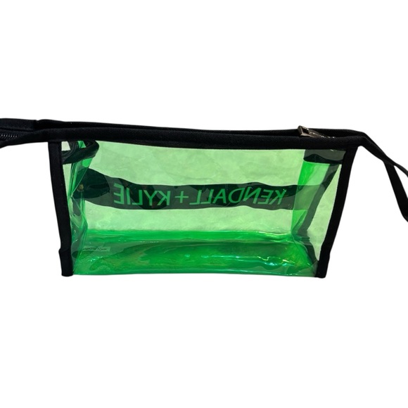 Kendall & Kylie Bag Green Translucent Black Trim Cosmetic Bag Pouch Zippered - Picture 3 of 10